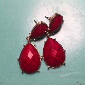 Fashion Ruby red gold plated earrings. Never worn.